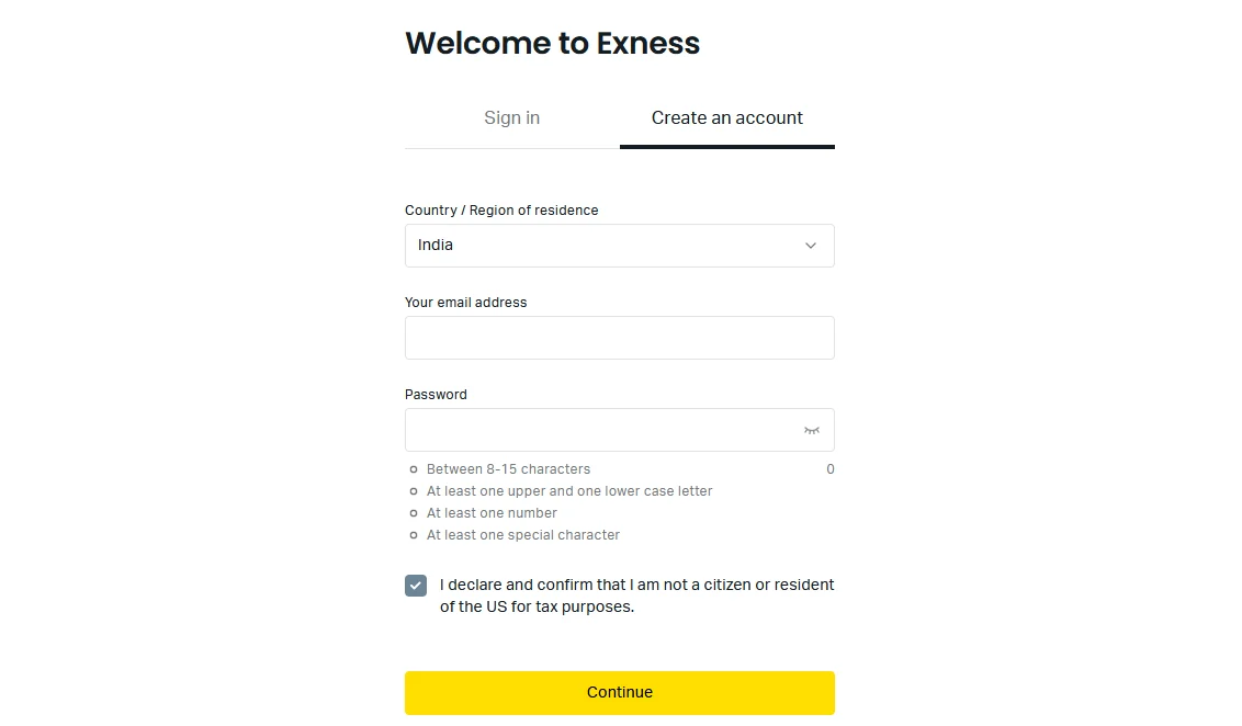 Exness Account Registration.
